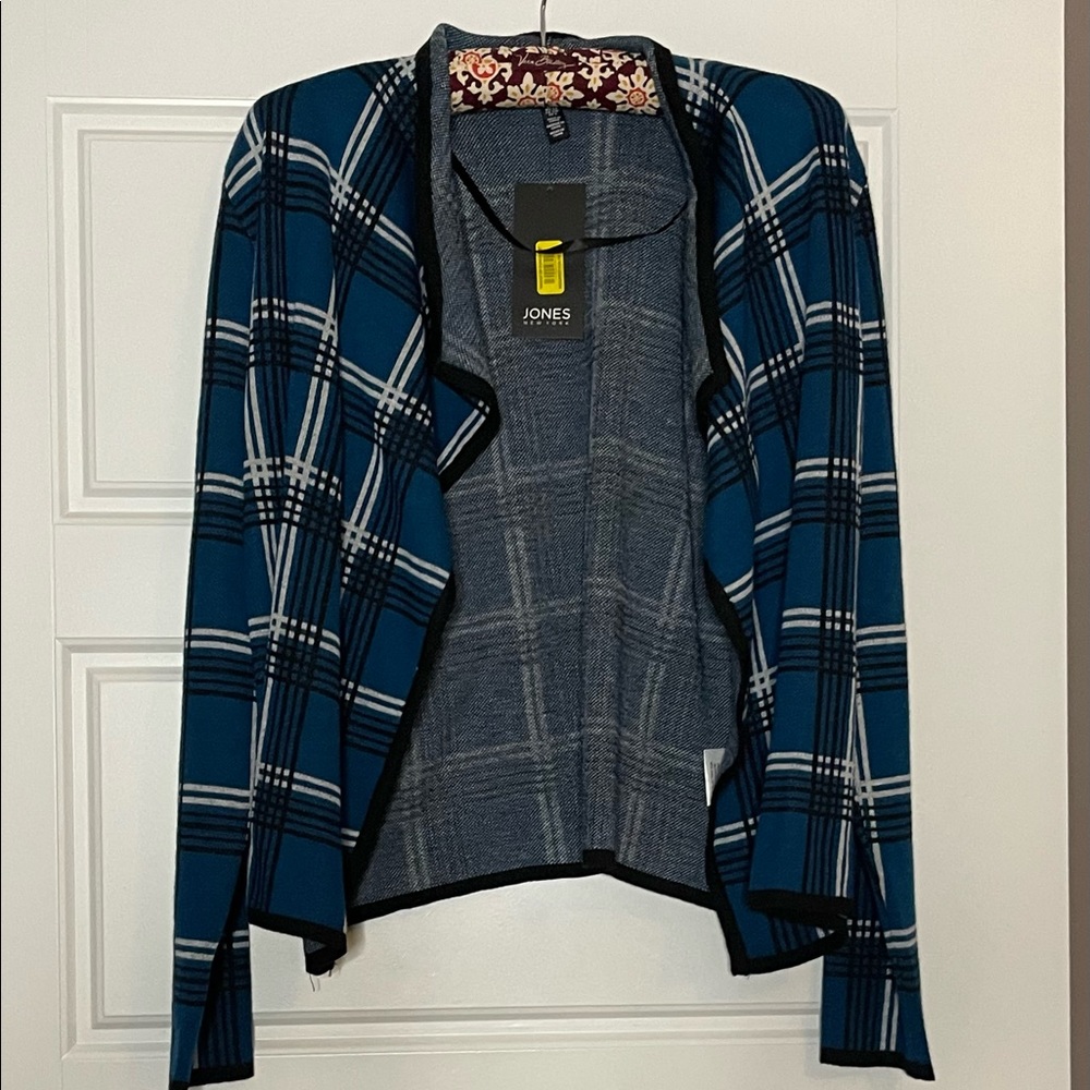 Jones New York Green Plaid Blazer/Cardigan